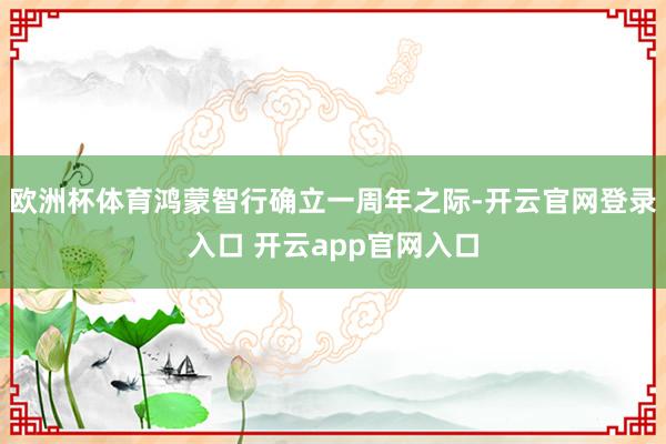 欧洲杯体育鸿蒙智行确立一周年之际-开云官网登录入口 开云app官网入口
