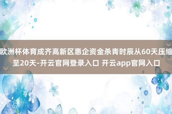 欧洲杯体育成齐高新区惠企资金杀青时辰从60天压缩至20天-开云官网登录入口 开云app官网入口