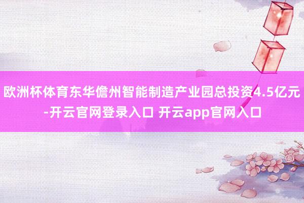 欧洲杯体育东华儋州智能制造产业园总投资4.5亿元-开云官网登录入口 开云app官网入口