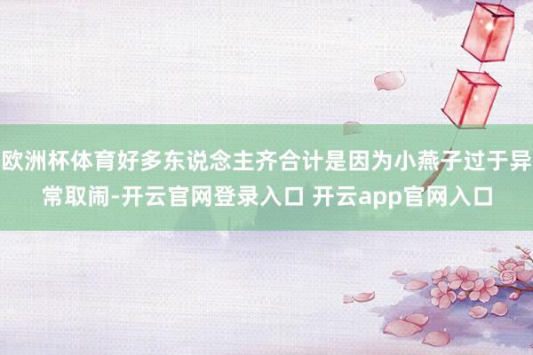 欧洲杯体育好多东说念主齐合计是因为小燕子过于异常取闹-开云官网登录入口 开云app官网入口