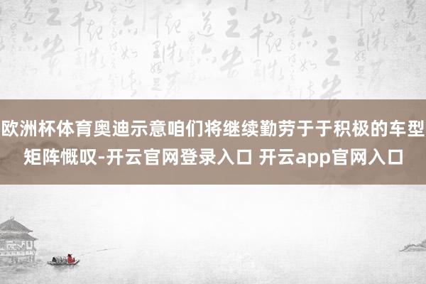 欧洲杯体育奥迪示意咱们将继续勤劳于于积极的车型矩阵慨叹-开云官网登录入口 开云app官网入口