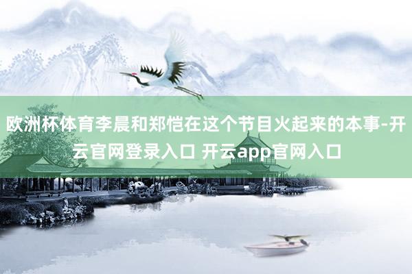 欧洲杯体育李晨和郑恺在这个节目火起来的本事-开云官网登录入口 开云app官网入口