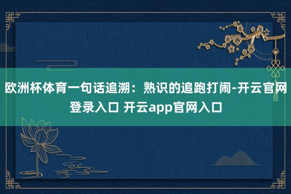 欧洲杯体育一句话追溯：熟识的追跑打闹-开云官网登录入口 开云app官网入口
