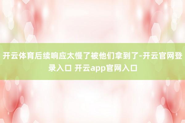 开云体育后续响应太慢了被他们拿到了-开云官网登录入口 开云app官网入口