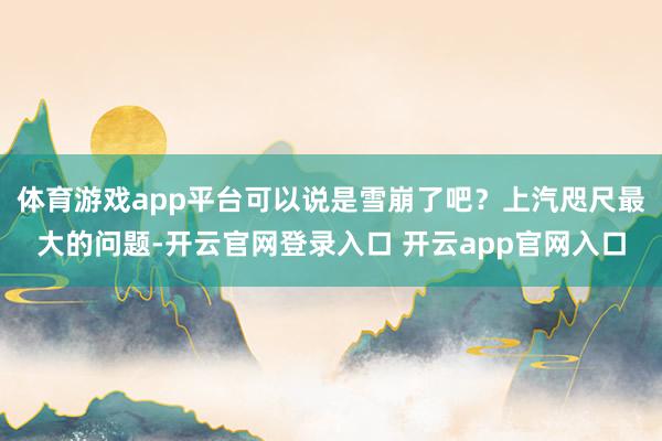 体育游戏app平台可以说是雪崩了吧？上汽咫尺最大的问题-开云官网登录入口 开云app官网入口