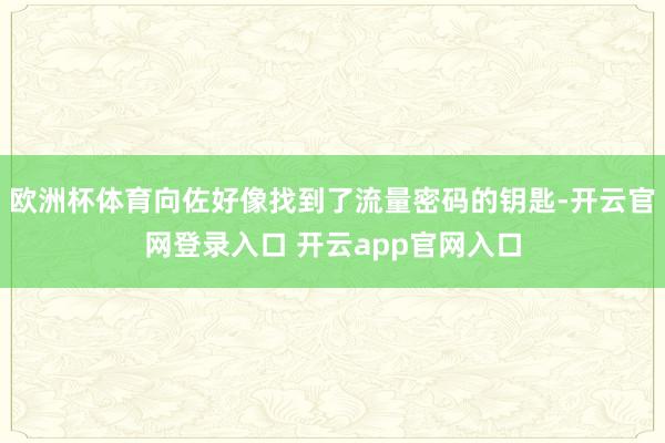 欧洲杯体育向佐好像找到了流量密码的钥匙-开云官网登录入口 开云app官网入口