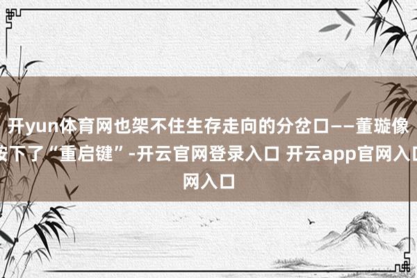 开yun体育网也架不住生存走向的分岔口——董璇像按下了“重启键”-开云官网登录入口 开云app官网入口