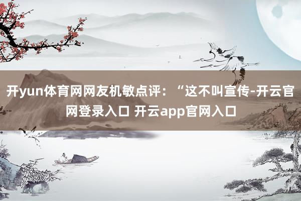 开yun体育网网友机敏点评：“这不叫宣传-开云官网登录入口 开云app官网入口