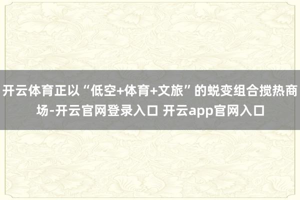 开云体育正以“低空+体育+文旅”的蜕变组合搅热商场-开云官网登录入口 开云app官网入口