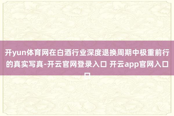 开yun体育网在白酒行业深度退换周期中极重前行的真实写真-开云官网登录入口 开云app官网入口