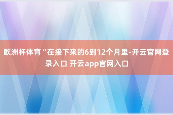 欧洲杯体育“在接下来的6到12个月里-开云官网登录入口 开云app官网入口